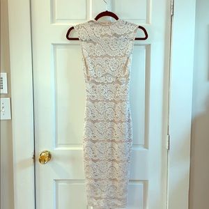 Beige lace midi dress